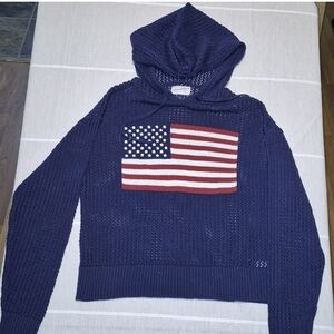 Universal Thread Navy Hooded Sweater with American Flag Patch